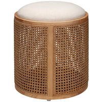HOCKER Flachgewebe Rattan, Kautschukholz Naturfarben, Beige  - Beige/Naturfarben, KONVENTIONELL, Holz/Textil (40/45/40cm) - MID.YOU