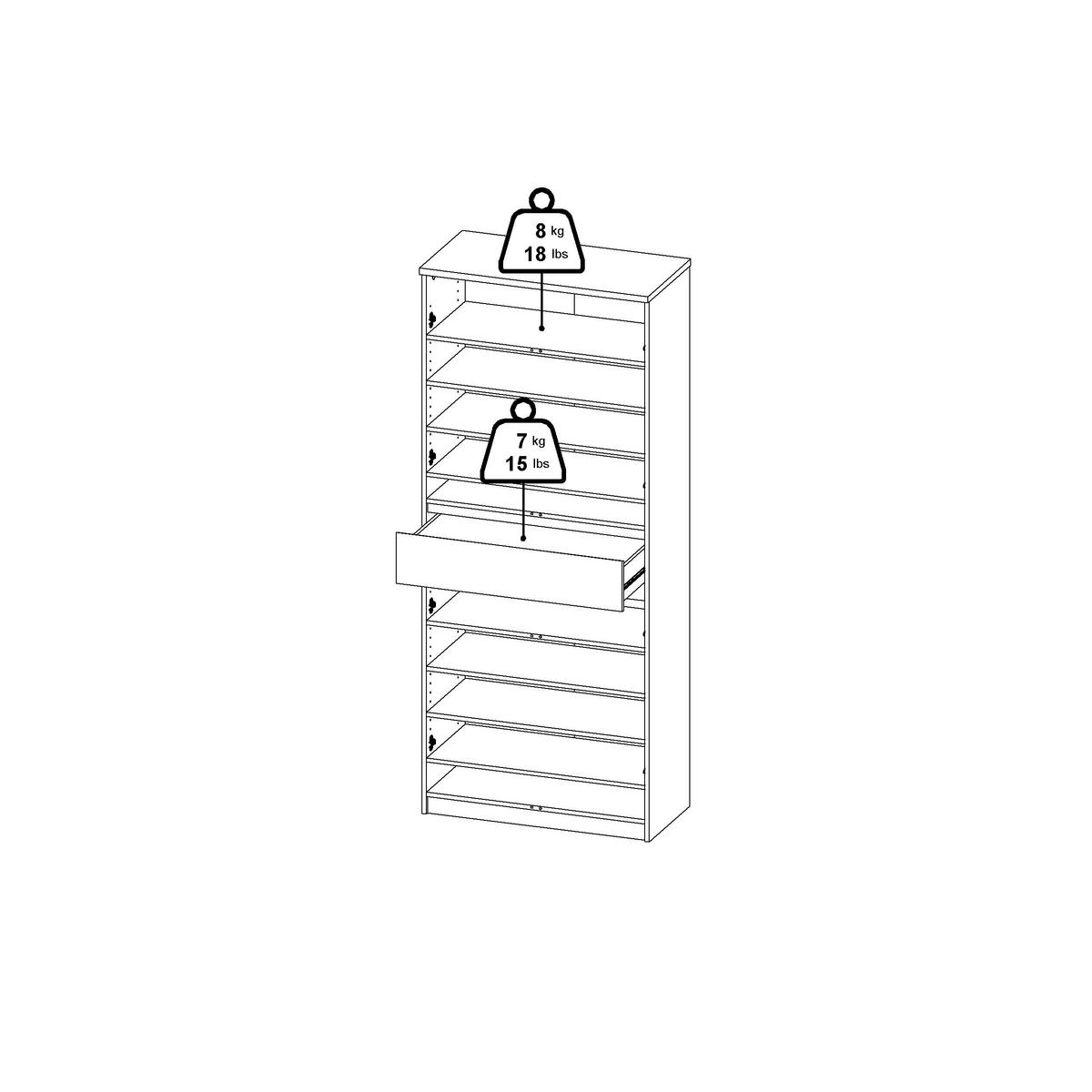 SCHUHSCHRANK Weiß, Eichefarben  - Eichefarben/Weiß, Design, Holzwerkstoff (80,4/191,7/40cm) - Livetastic