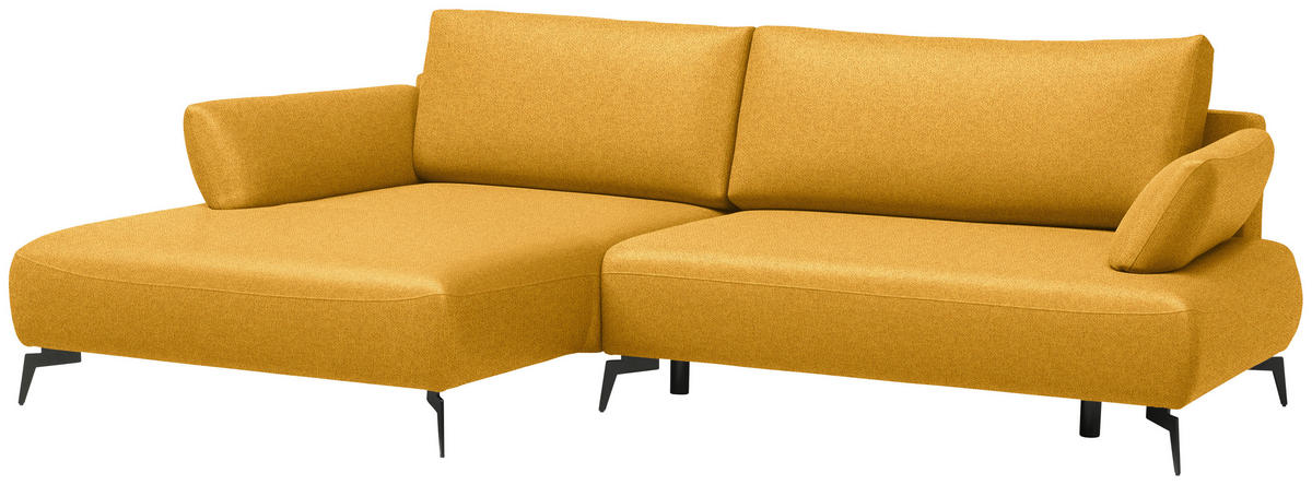 ECKSOFA COLORADO in Struktur Senfgelb  - Senfgelb/Schwarz, Design, Textil/Metall (186/284cm) - Lomoco