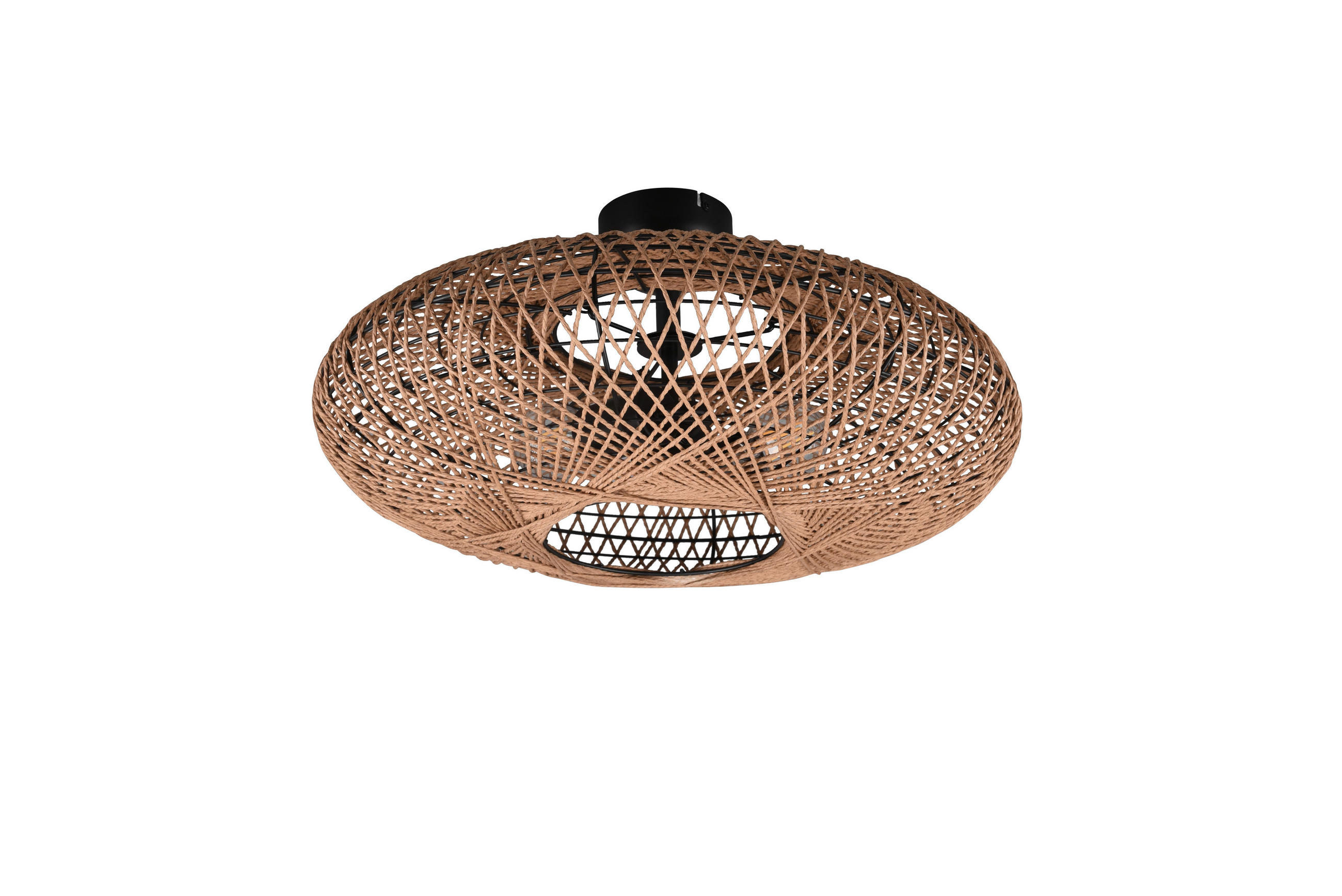 DECKENLEUCHTE  52/28 cm    - Schwarz/Braun, Natur, Textil/Metall (52/28cm) - Trio Leuchten