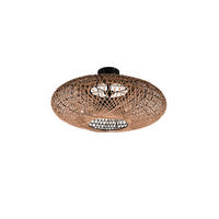 DECKENLEUCHTE  52/28 cm    - Schwarz/Braun, Natur, Textil/Metall (52/28cm) - Trio Leuchten