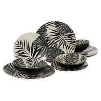 KOMBINOVANÝ SERVIS, 12-dielne, kamenina - čierna/biela, Basics, keramika - Creatable