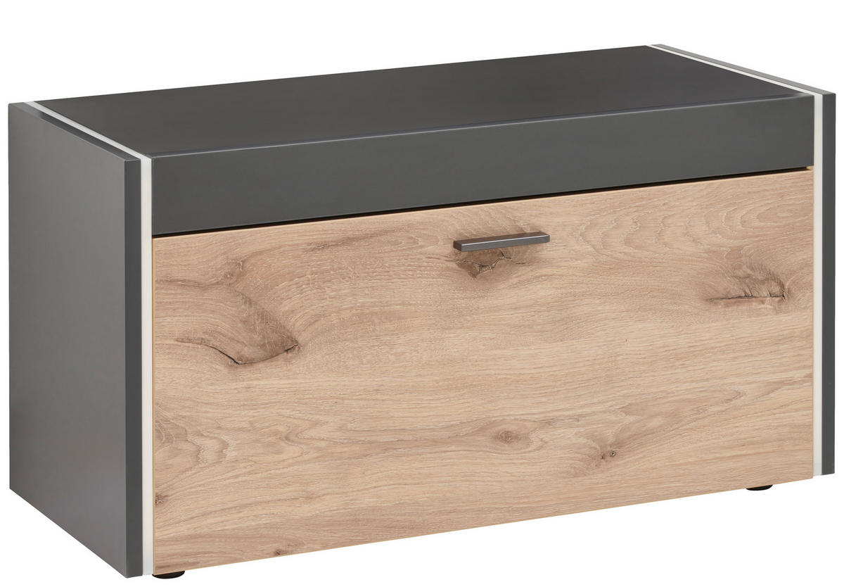 GARDEROBENBANK  in 86/43/37 cm  - Eichefarben/Grau, Design, Holzwerkstoff/Kunststoff (86/43/37cm) - Hom`in