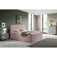 BOXSÄNG 140/200 cm  i rosa  - svart/rosa, Modern, textil (140/200cm) - MID.YOU