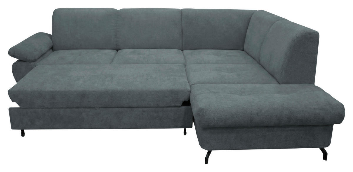 ECKSOFA CORA in Chenille Grau  261/198 cm  - Schwarz/Grau, Design, Textil/Metall (261/198cm) - MID.YOU