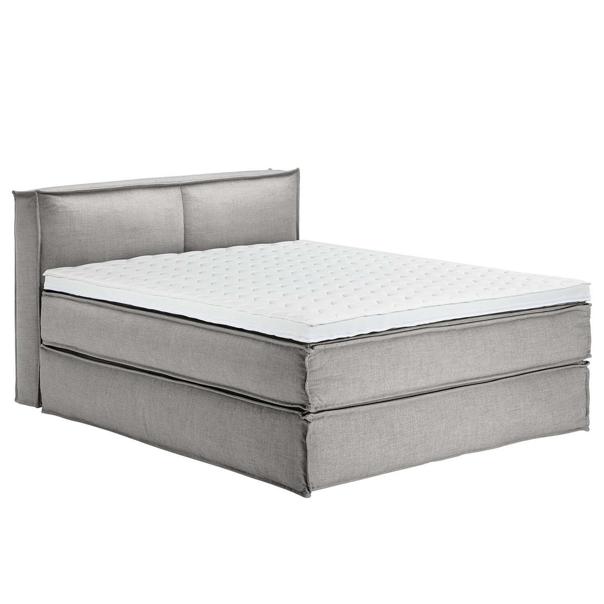 BOXSPRINGBETT 160/220 cm  in Hellgrau  - Hellgrau/Schwarz, Design, Textil (160/220cm) - home24