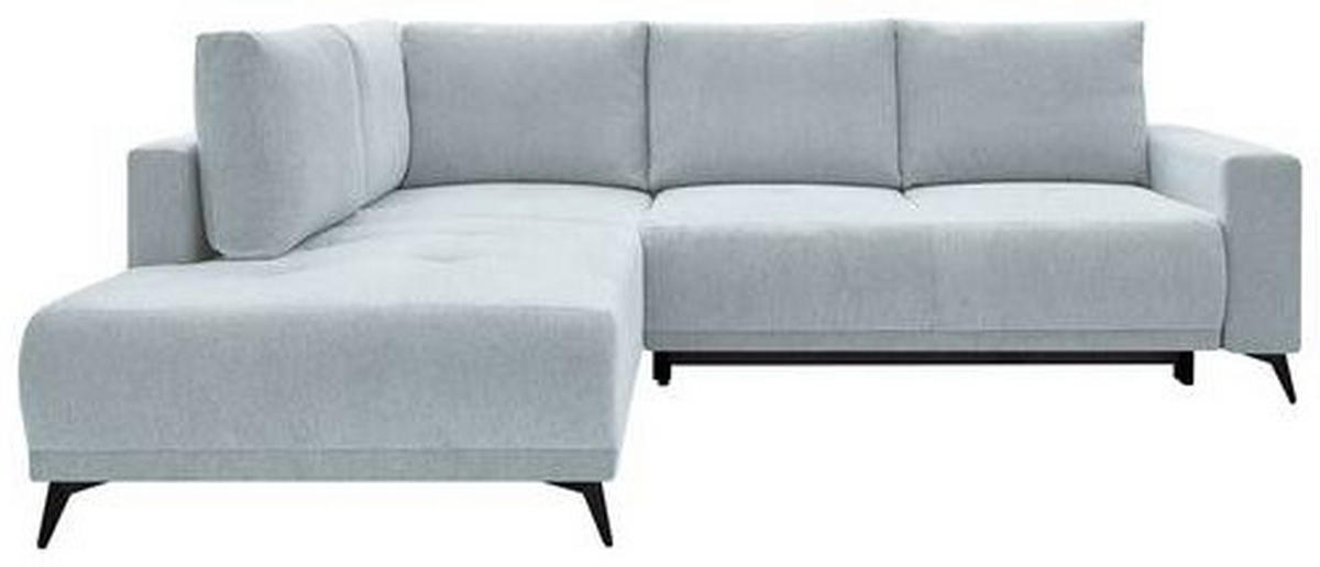 ECKSOFA RAFAEL Hellblau Struktur Rückenkissen, Bettkasten  - Schwarz/Hellblau, Design, Textil/Metall (218/269cm) - P & B