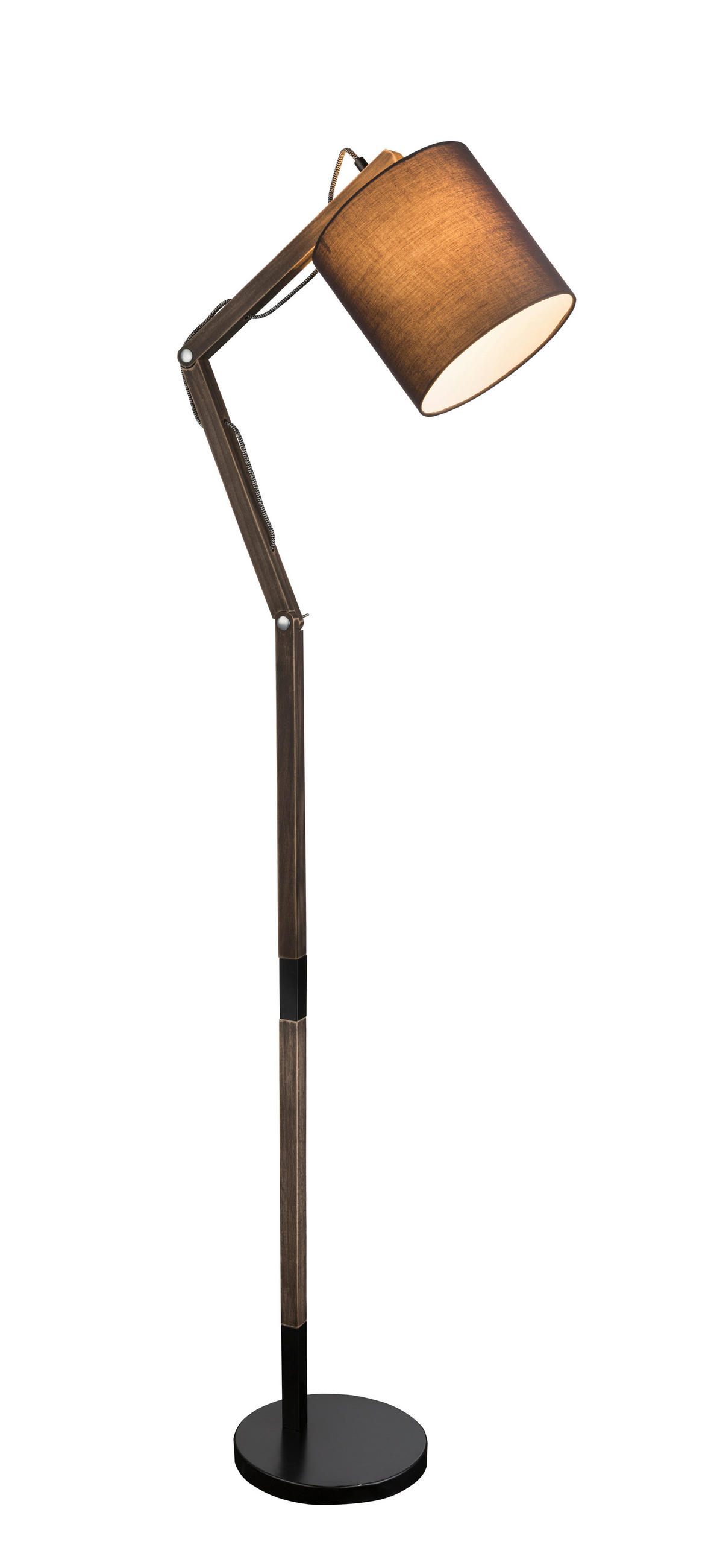 STEHLEUCHTE - Schwarz/Braun, Design, Holz/Textil (49,5/157cm) - Globo