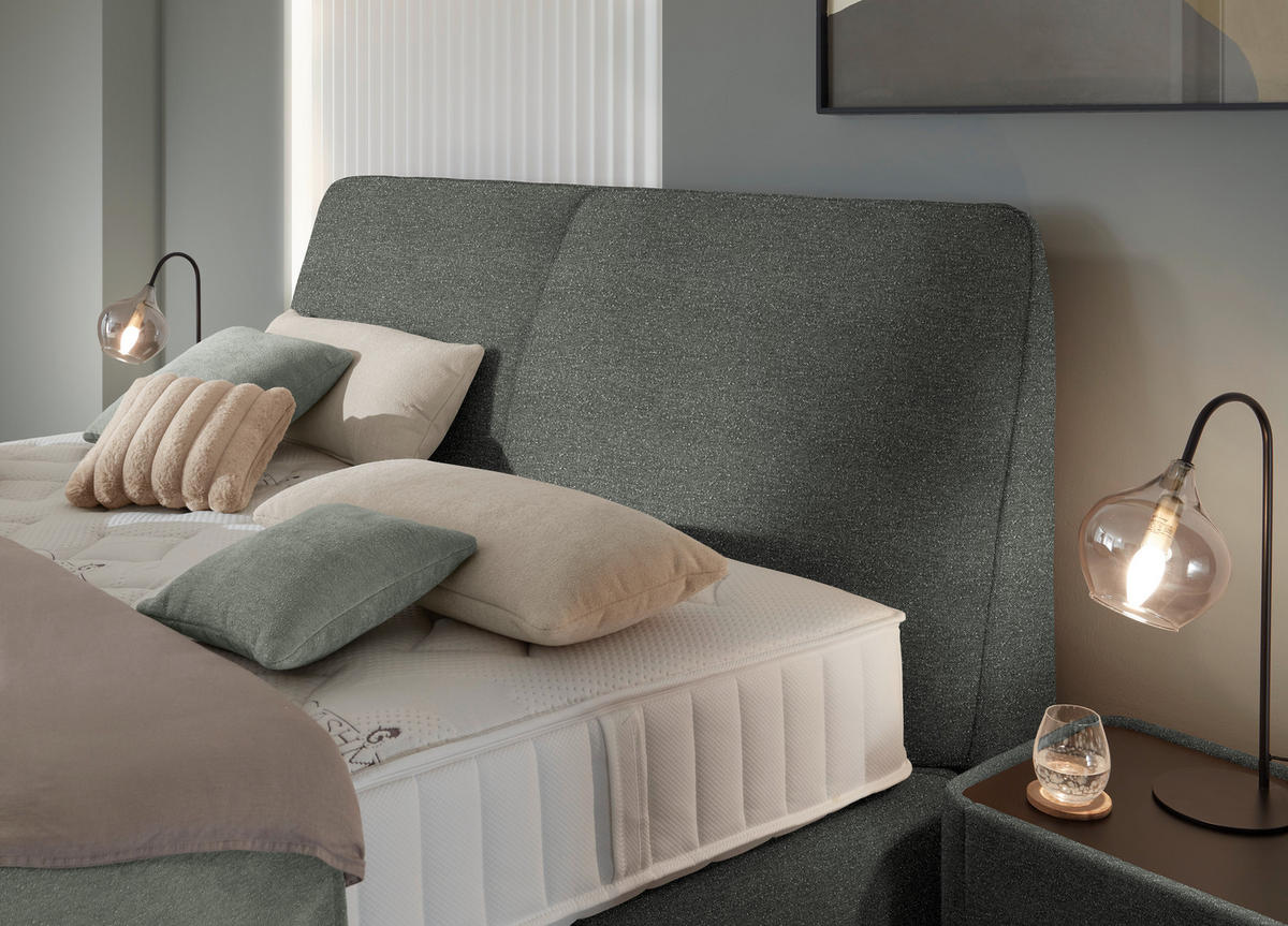 BOXSPRINGBETT 180/200 cm  Grau  - Schwarz/Grau, Design, Kunststoff/Textil (180/200cm) - Johann Jakob