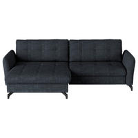 ECKSOFA in Flachgewebe, Leinenoptik Dunkelblau  170/242 cm  - Schwarz/Dunkelblau, Design, Textil/Metall (170/242cm) - Xora
