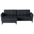 ECKSOFA in Flachgewebe, Leinenoptik Dunkelblau  170/242 cm  - Schwarz/Dunkelblau, Design, Textil/Metall (170/242cm) - Xora