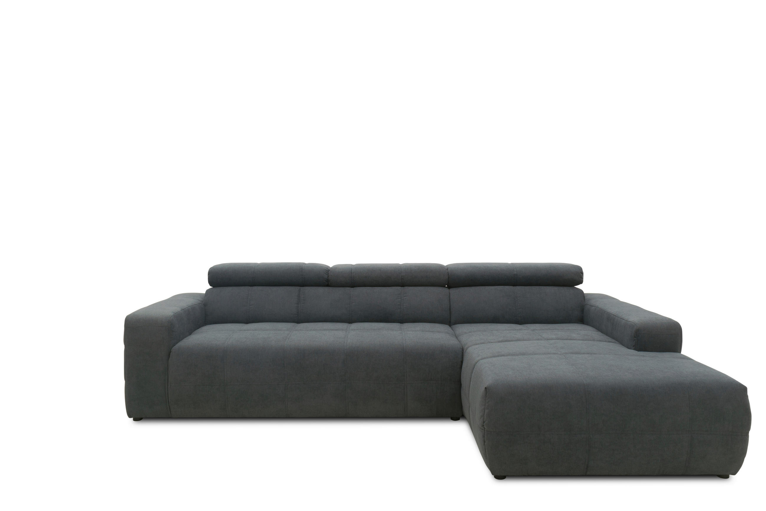 ECKSOFA Dunkelgrau Mikrofaser Kopfteilverstellung  - Dunkelgrau/Schwarz, Design, Kunststoff/Textil (285/175cm) - MID.YOU