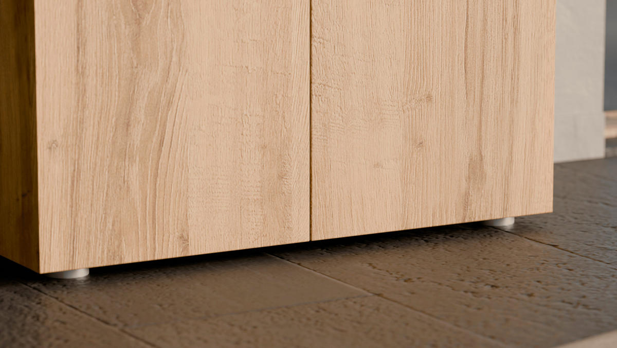 SCHUHSCHRANK Eichefarben  - Eichefarben/Silberfarben, Basics, Holzwerkstoff/Kunststoff (80/200/38cm) - Moderano