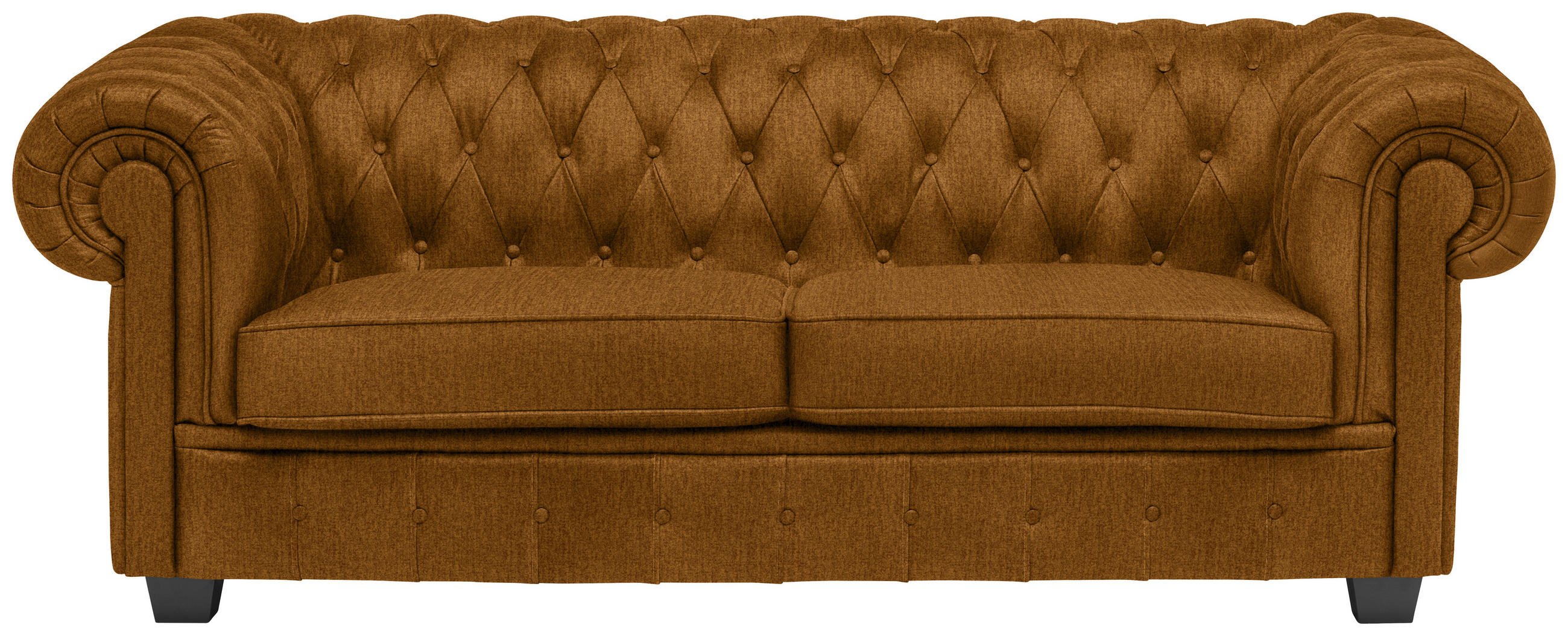 CHESTERFIELD-SOFA in Webstoff Currygelb  - Wengefarben/Currygelb, Lifestyle, Holz/Textil (206/76,5/96cm) - Landscape