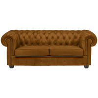 CHESTERFIELD-SOFA in Webstoff Currygelb  - Wengefarben/Currygelb, Lifestyle, Holz/Textil (206/76,5/96cm) - Landscape