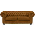 CHESTERFIELD-SOFA Webstoff Currygelb  - Wengefarben/Currygelb, LIFESTYLE, Holz/Textil (206/76,5/96cm) - Landscape