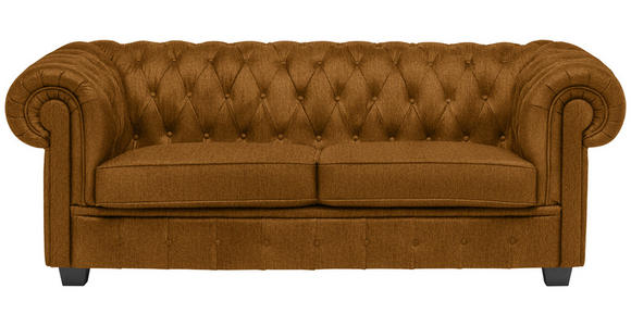 CHESTERFIELD-SOFA Webstoff Currygelb  - Wengefarben/Currygelb, LIFESTYLE, Holz/Textil (206/76,5/96cm) - Landscape