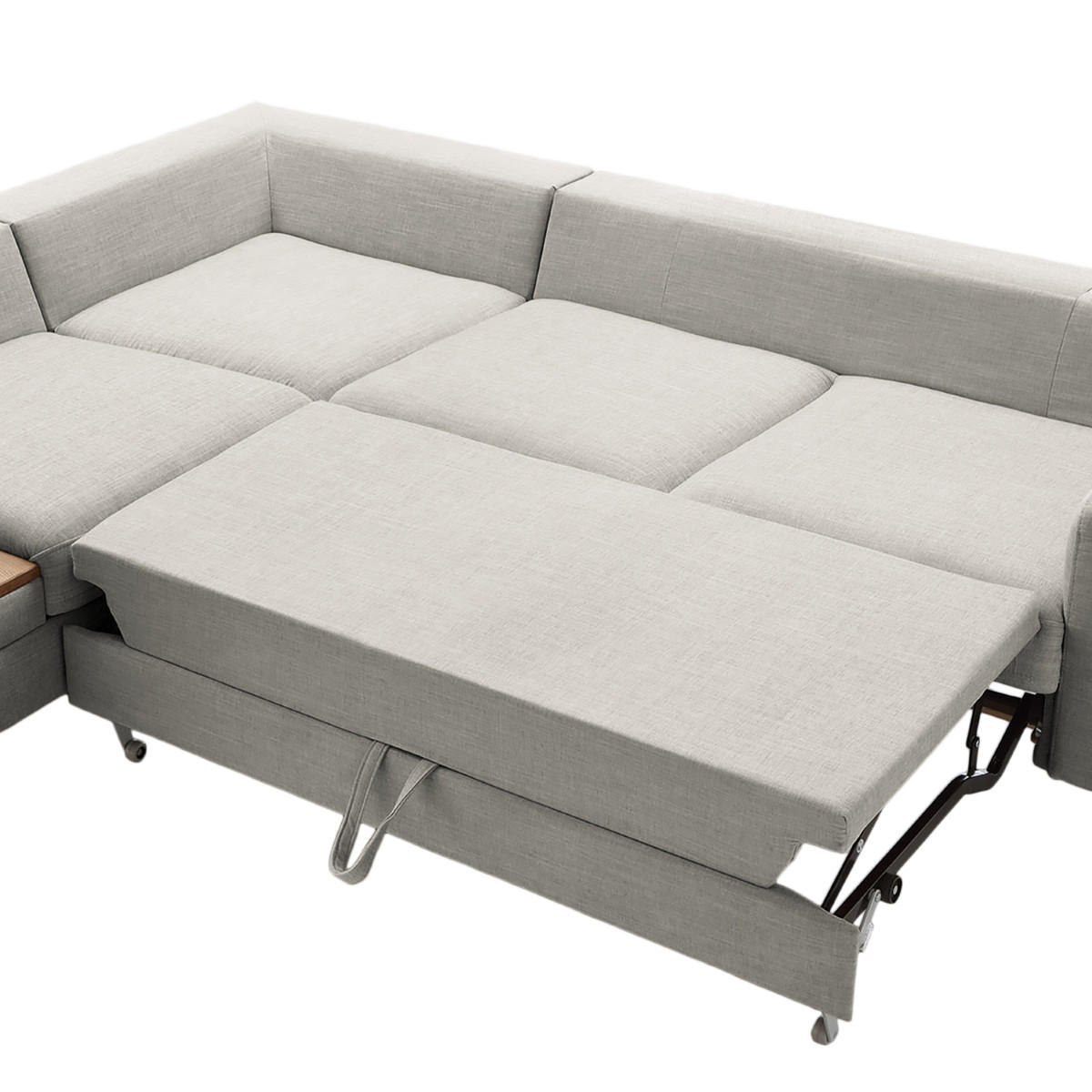 ECKSOFA in Webstoff Grau  - Eschefarben/Grau, MODERN, Holz/Textil (260/90/204cm) - Trendmanufaktur
