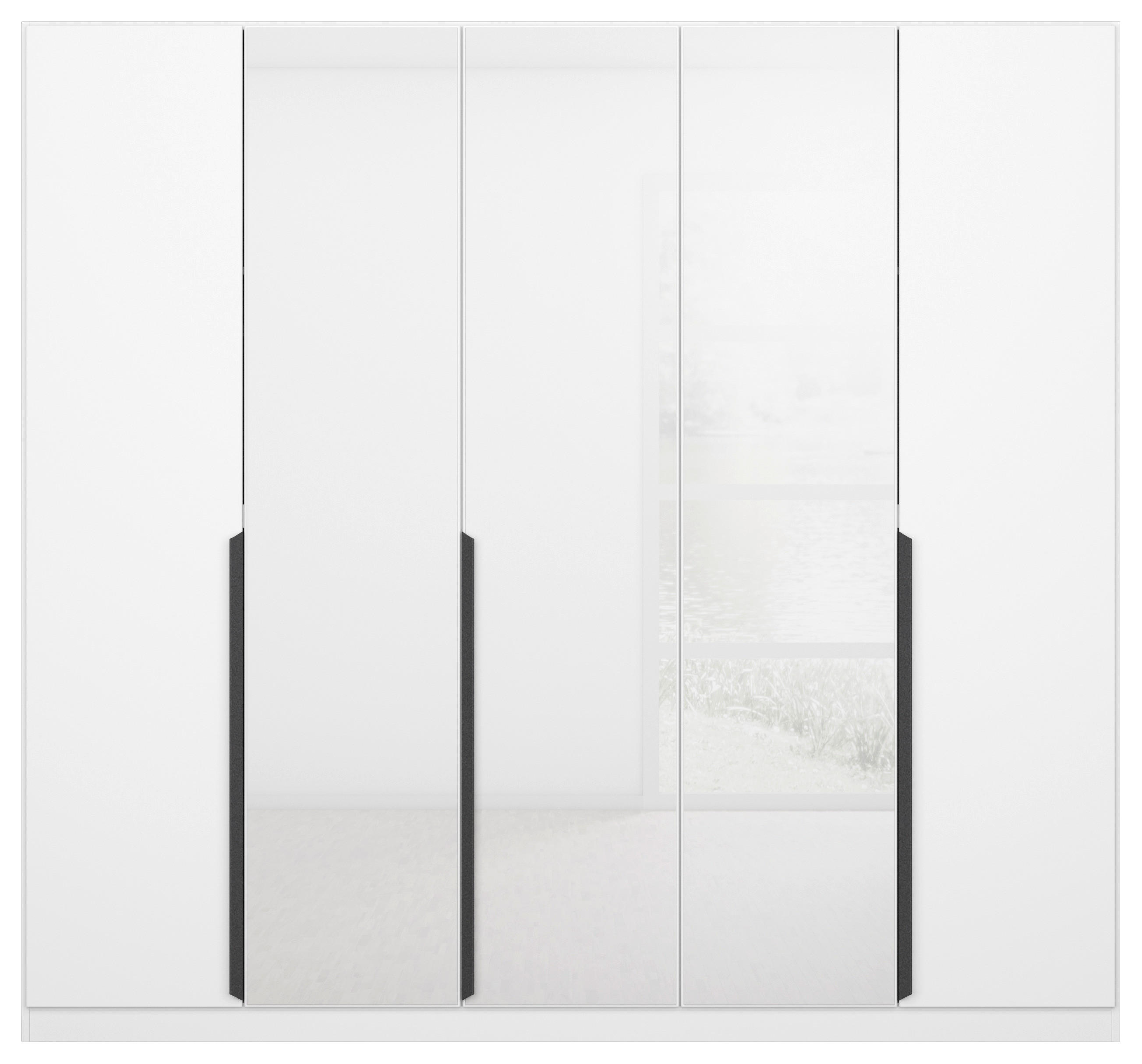 DREHTÜRENSCHRANK 225/210/54 cm 5-türig  - Weiß Hochglanz/Weiß, MODERN, Glas/Holzwerkstoff (225/210/54cm) - Rauch Möbel