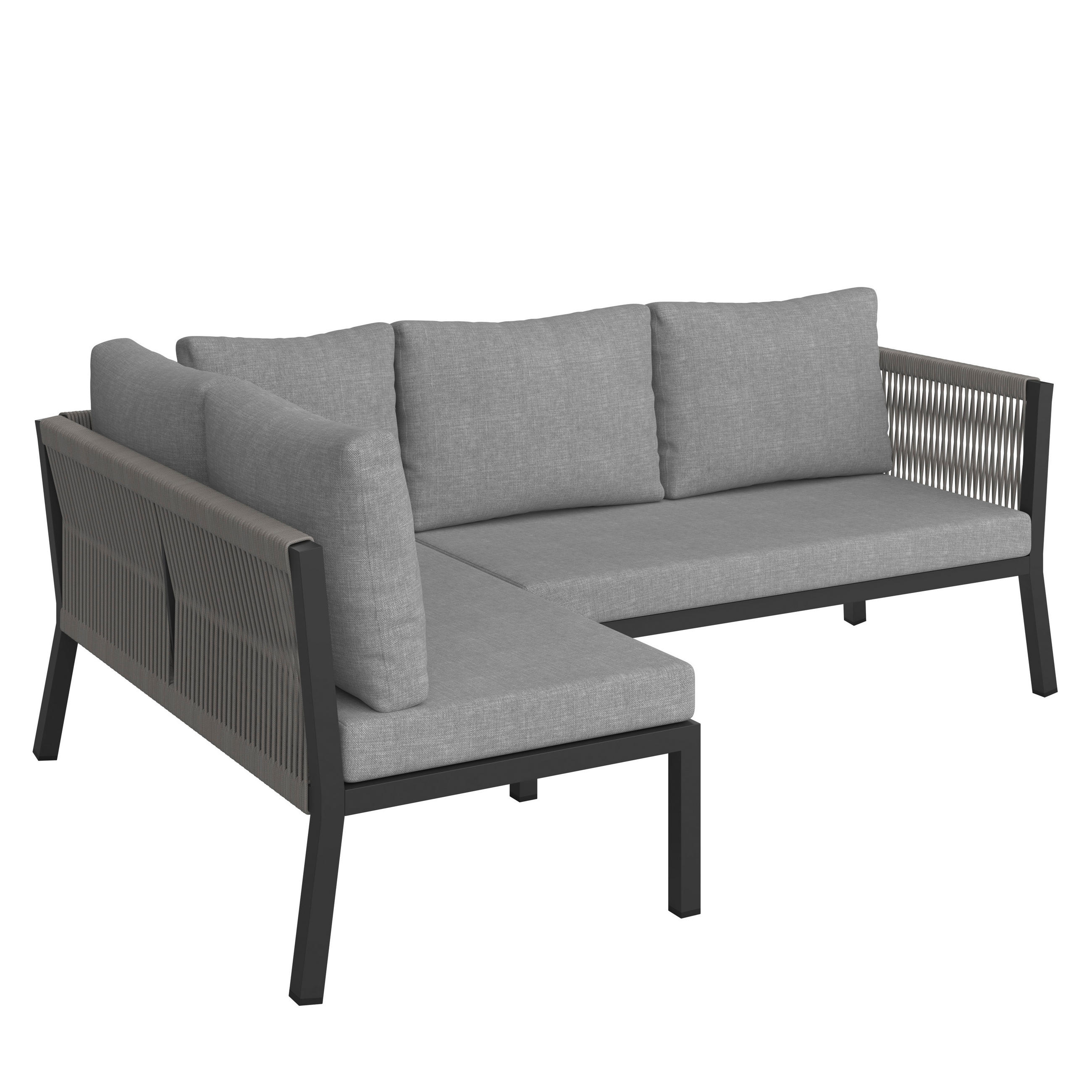 GARTENECKBANK  - Anthrazit/Hellgrau, MODERN, Kunststoff/Textil (130/200cm) - Ambia Garden