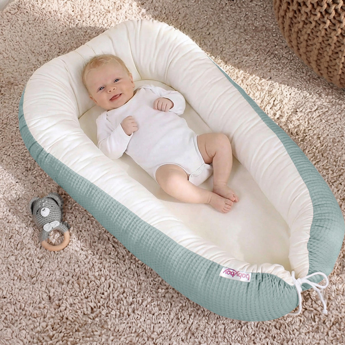 KUSCHELNEST babybay Kuschelnest Waffelpiqué  90/50/13 cm   - Hellblau, Basics, Textil (90/50/13cm) - Babybay