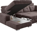 WOHNLANDSCHAFT Braun Webstoff  - Chromfarben/Braun, KONVENTIONELL, Kunststoff/Textil (184/341/216cm) - Hom`in