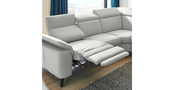 ECKSOFA in Echtleder Hellgrau  - Hellgrau/Schwarz, Design, Leder/Metall (285/239cm) - Cantus