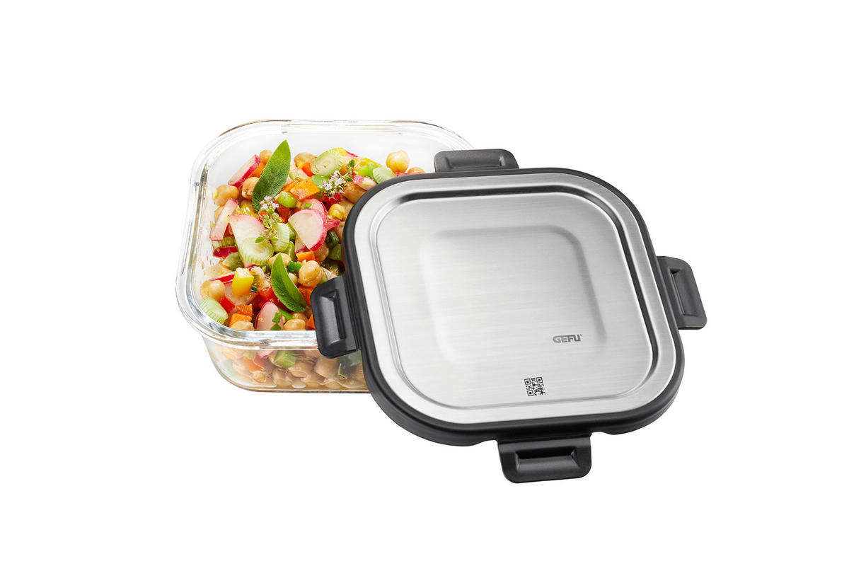 FRISCHHALTEDOSE MILO 0,8 L  - Edelstahlfarben/Transparent, KONVENTIONELL, Glas/Kunststoff (15,4/15,4/7,7cm) - Gefu