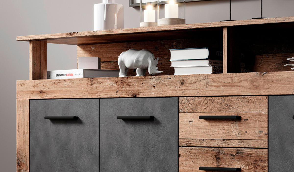 SIDEBOARD  in 190/96/32 cm  - Alteiche/Anthrazit, Design, Holzwerkstoff/Kunststoff (190/96/32cm) - MID.YOU