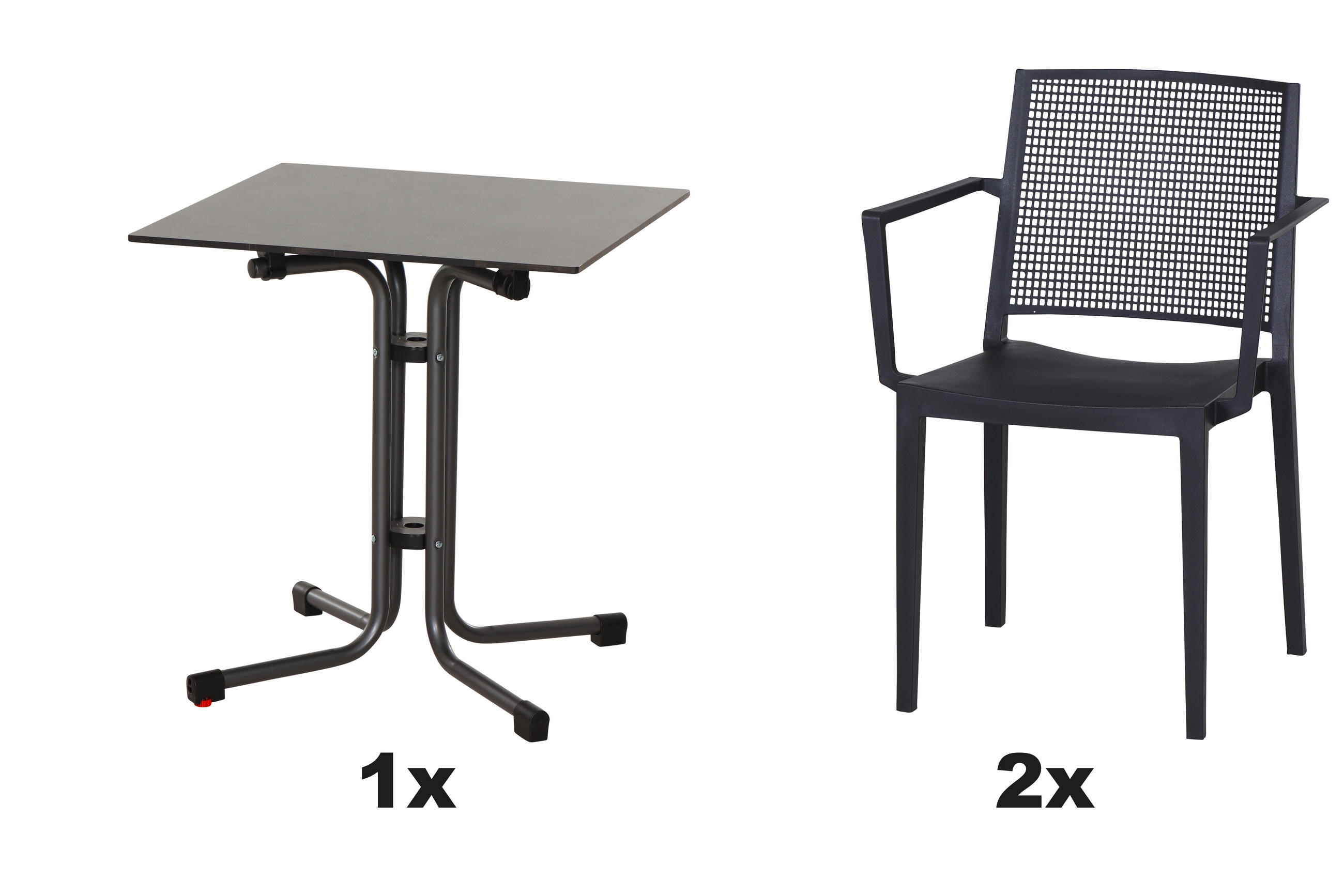 GARTENGARNITUR 3-teilig  - Anthrazit, Basics, Holzwerkstoff/Kunststoff (65/80/65cm) - Siena Garden