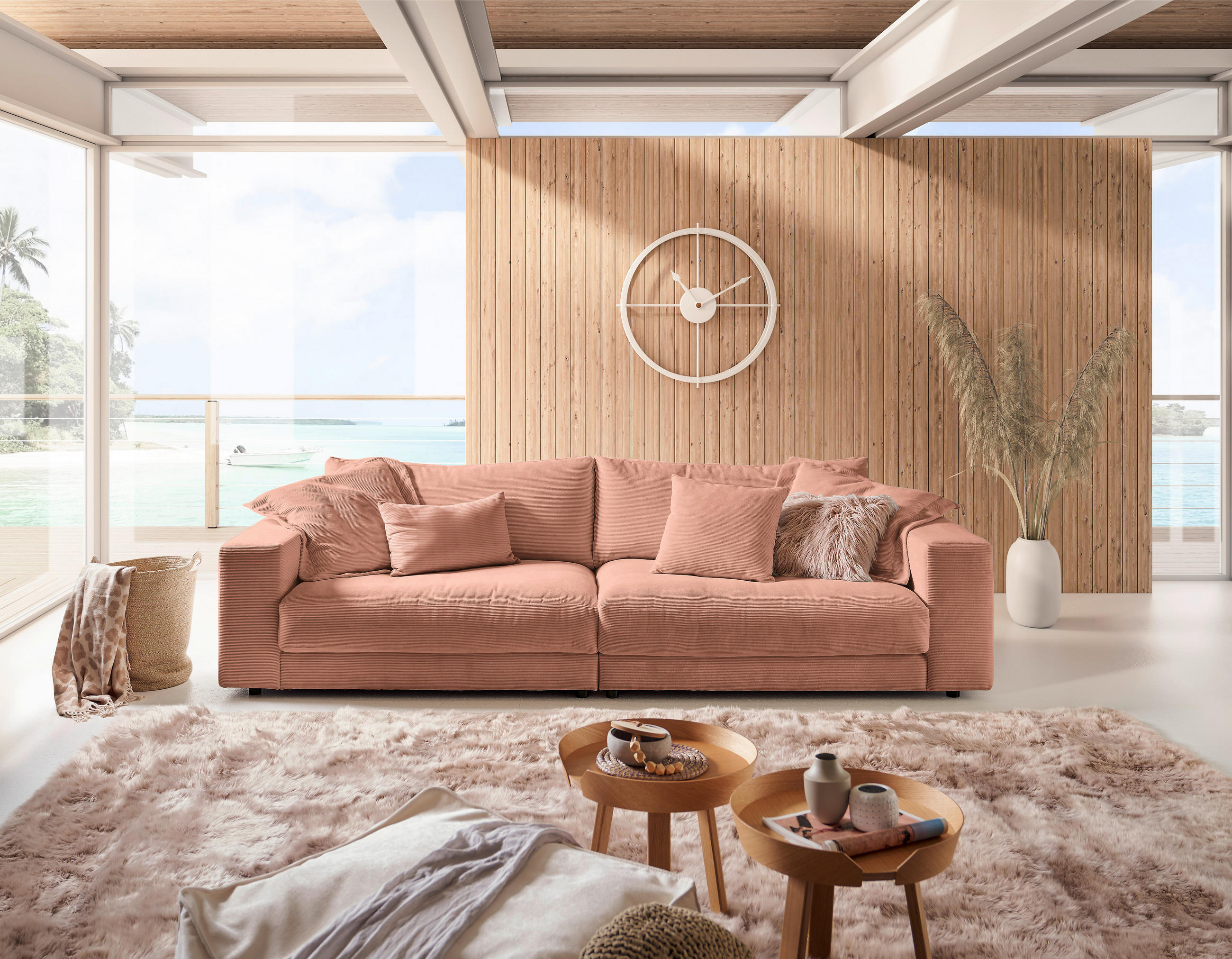 3-SITZER-SOFA in Cord Rostfarben  - Rostfarben/Schwarz, Design, Kunststoff/Textil (290/86/127cm) - Lomoco