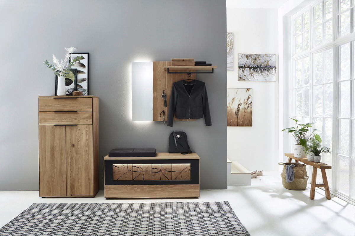 GARDEROBE  in 233,8/182/45,2 cm  - Wildeiche, Design, Glas/Holz (233,8/182/45,2cm) - Valdera