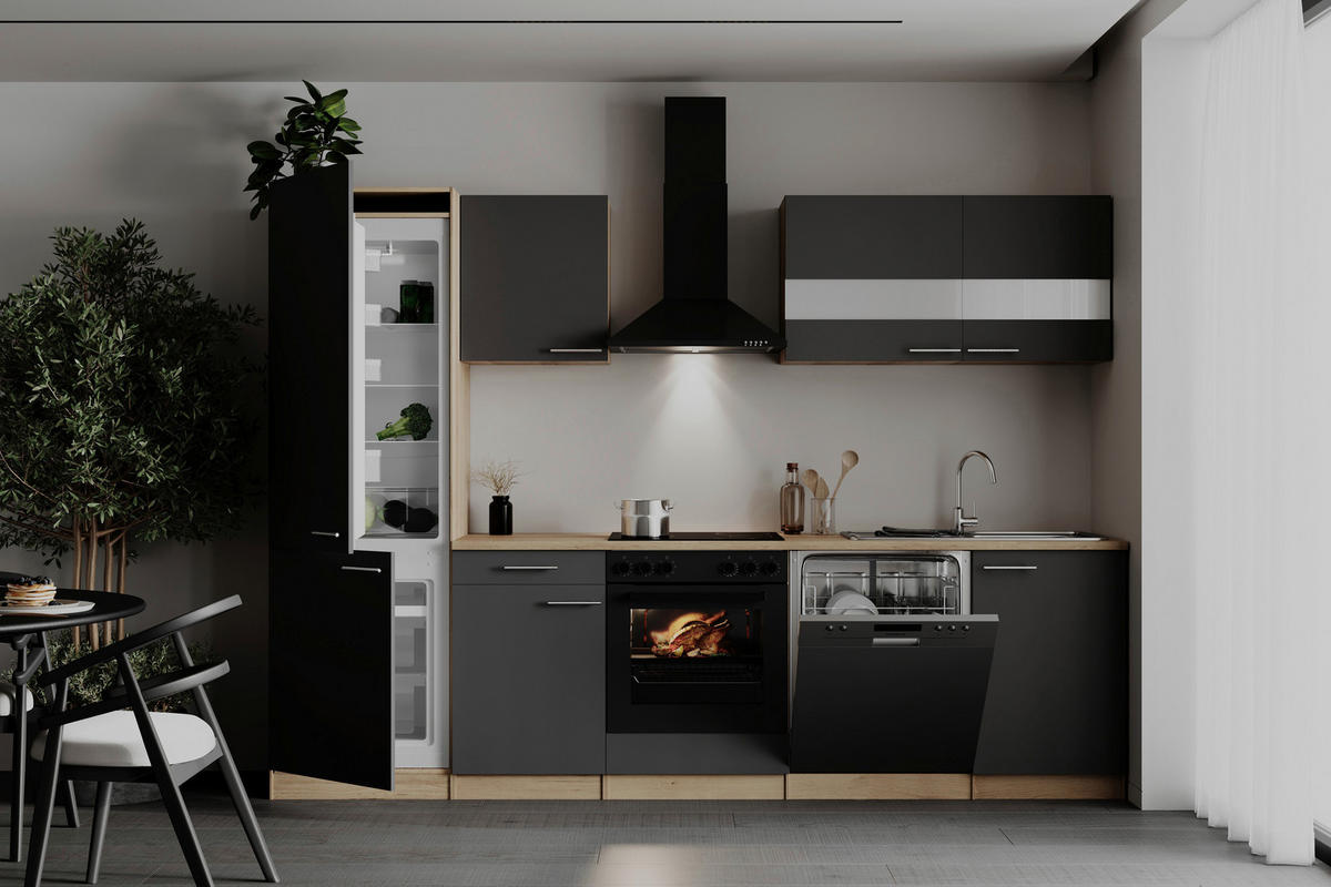 MODULKÖK 280 cm   i grå  - stålfärgad/grå, Basics, metall/trämaterial (280cm) - Respekta