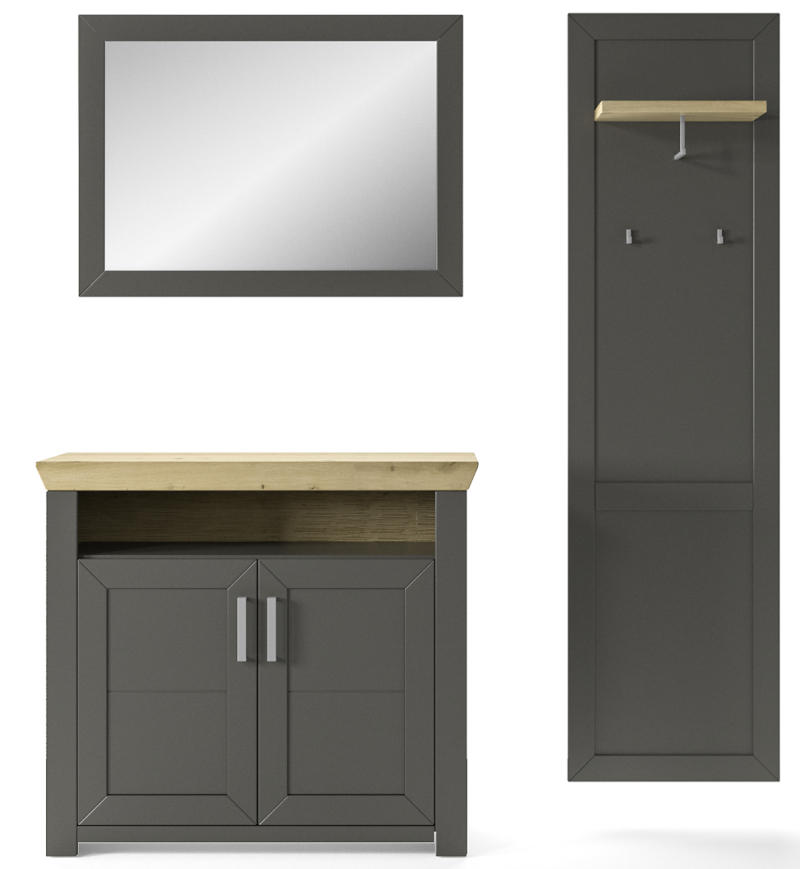 GARDEROBE 3-teilig  in 172/201/42,2 cm  - Eichefarben/Graphitfarben, Basics, Holzwerkstoff (172/201/42,2cm) - SetOne by Musterring