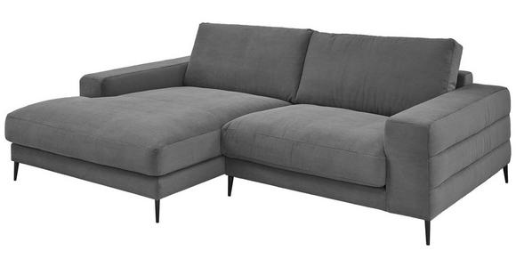 ECKSOFA in Feincord Anthrazit  - Anthrazit/Schwarz, Design, Textil/Metall (177/253cm) - Dieter Knoll