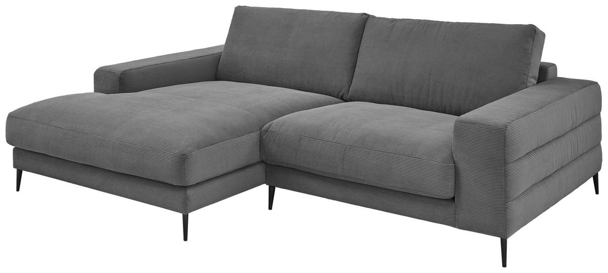 ECKSOFA in Feincord Anthrazit  - Anthrazit/Schwarz, Design, Textil/Metall (177/253cm) - Dieter Knoll
