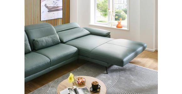 ECKSOFA in Echtleder Opal  - Opal/Schwarz, Design, Leder/Metall (193/332cm) - Dieter Knoll