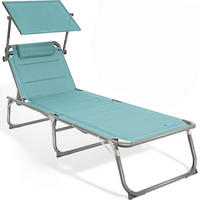 SONNENLIEGE 70/36/200 cm  - Grau/Mintgrün, Basics, Textil/Metall (70/36/200cm) - Modante
