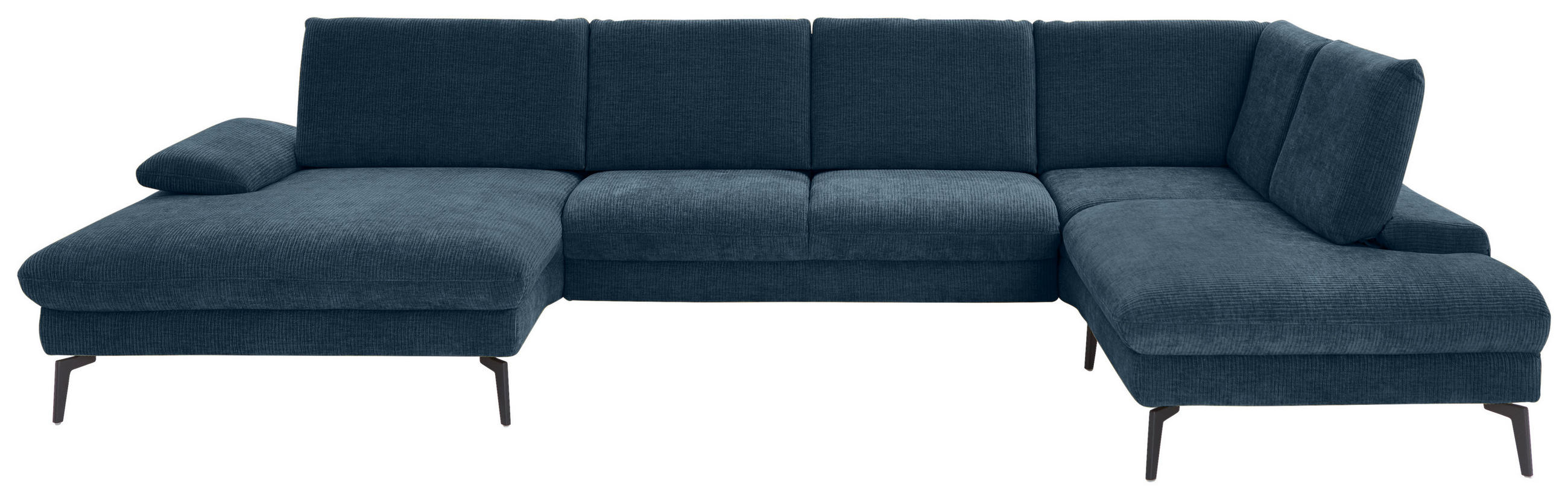 WOHNLANDSCHAFT in Webstoff Blau  - Blau/Schwarz, Design, Textil/Metall (157/354/208cm) - Dieter Knoll