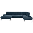 WOHNLANDSCHAFT in Webstoff Blau  - Blau/Schwarz, Design, Textil/Metall (157/354/208cm) - Dieter Knoll