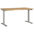 SCHREIBTISCH 140/80/72-118 cm  in Silberfarben, Eichefarben  - Eichefarben/Silberfarben, MODERN, Holzwerkstoff/Metall (140/80/72-118cm) - Novel