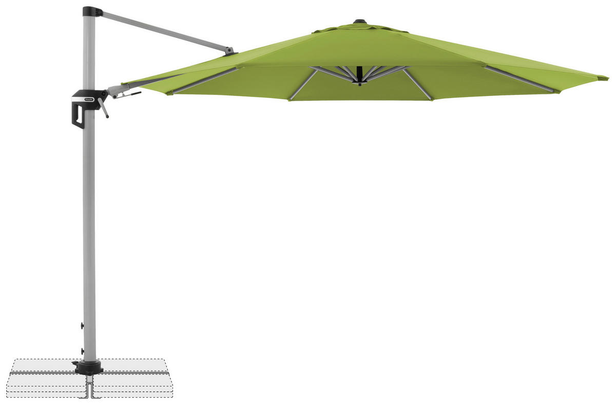 AMPELSCHIRM 370 cm Grün  - Silberfarben/Grün, Basics, Textil/Metall (370cm) - Doppler