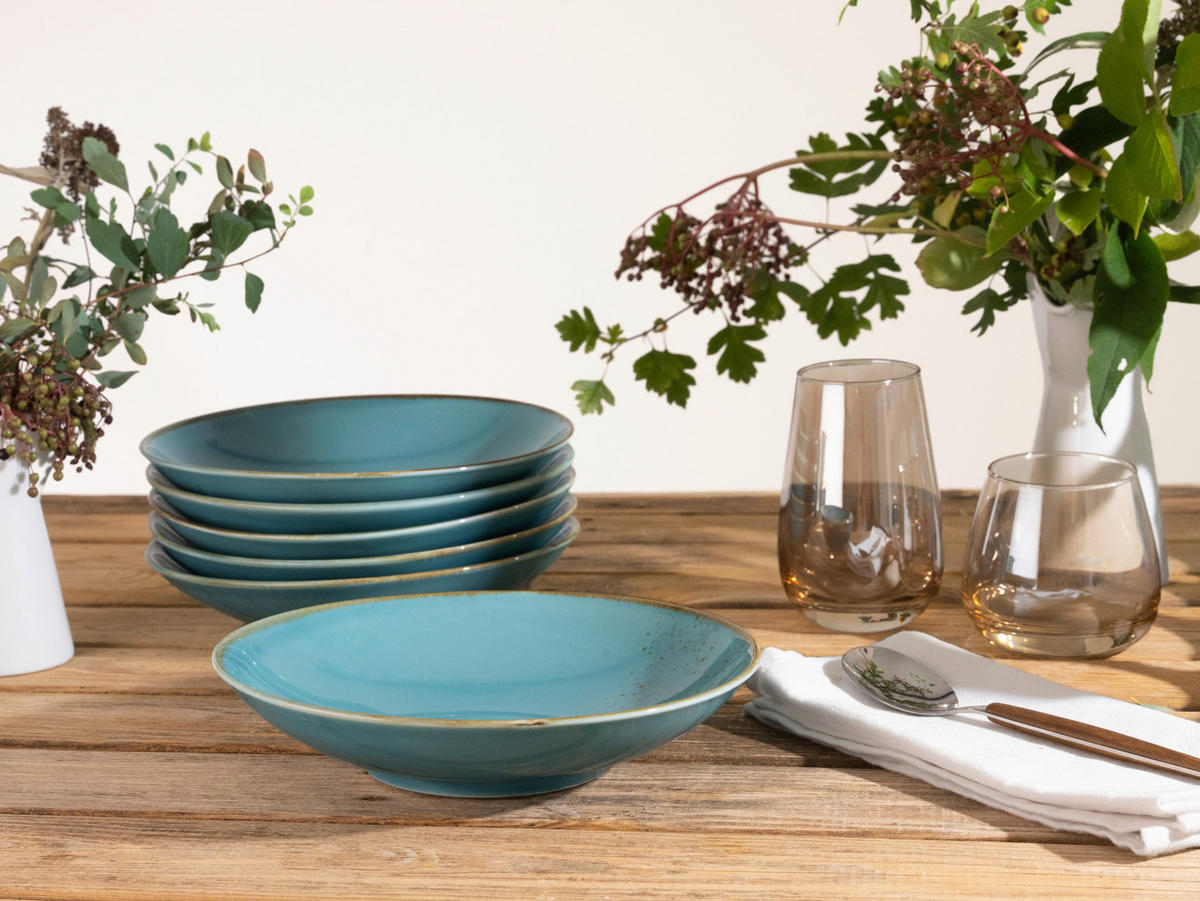SUPPENTELLERSET 22 cm  - Türkis, Trend, Keramik (22cm) - Creatable