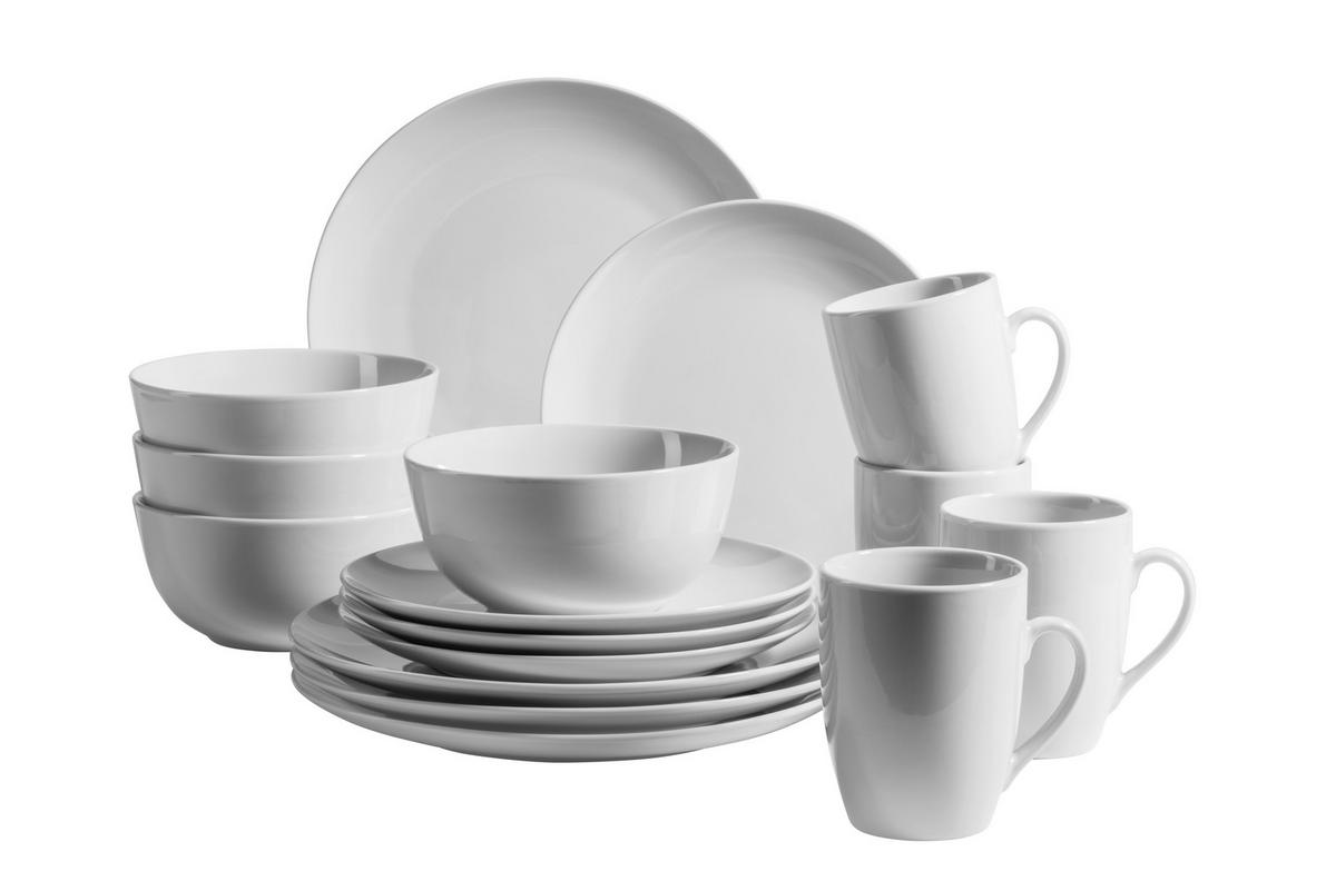 KOMBISERVICE Barca 16-teilig  - Weiss, Basics, Keramik (54,3/26,1/32,6cm) - Mäser