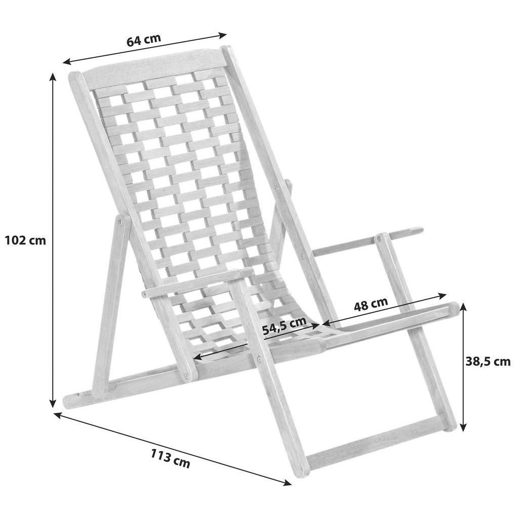 Thumbnail - Gardenson Strandstuhl Aurora, Natur, Holz, Eukalyptusholz, massiv, 64x102x113 cm, klappbar, Gartenmöbel, Gartenstühle