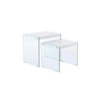 BEISTELLTISCHSET in Glas, Holzwerkstoff  - Klar/Weiß, Basics, Glas/Holzwerkstoff - Kayoom