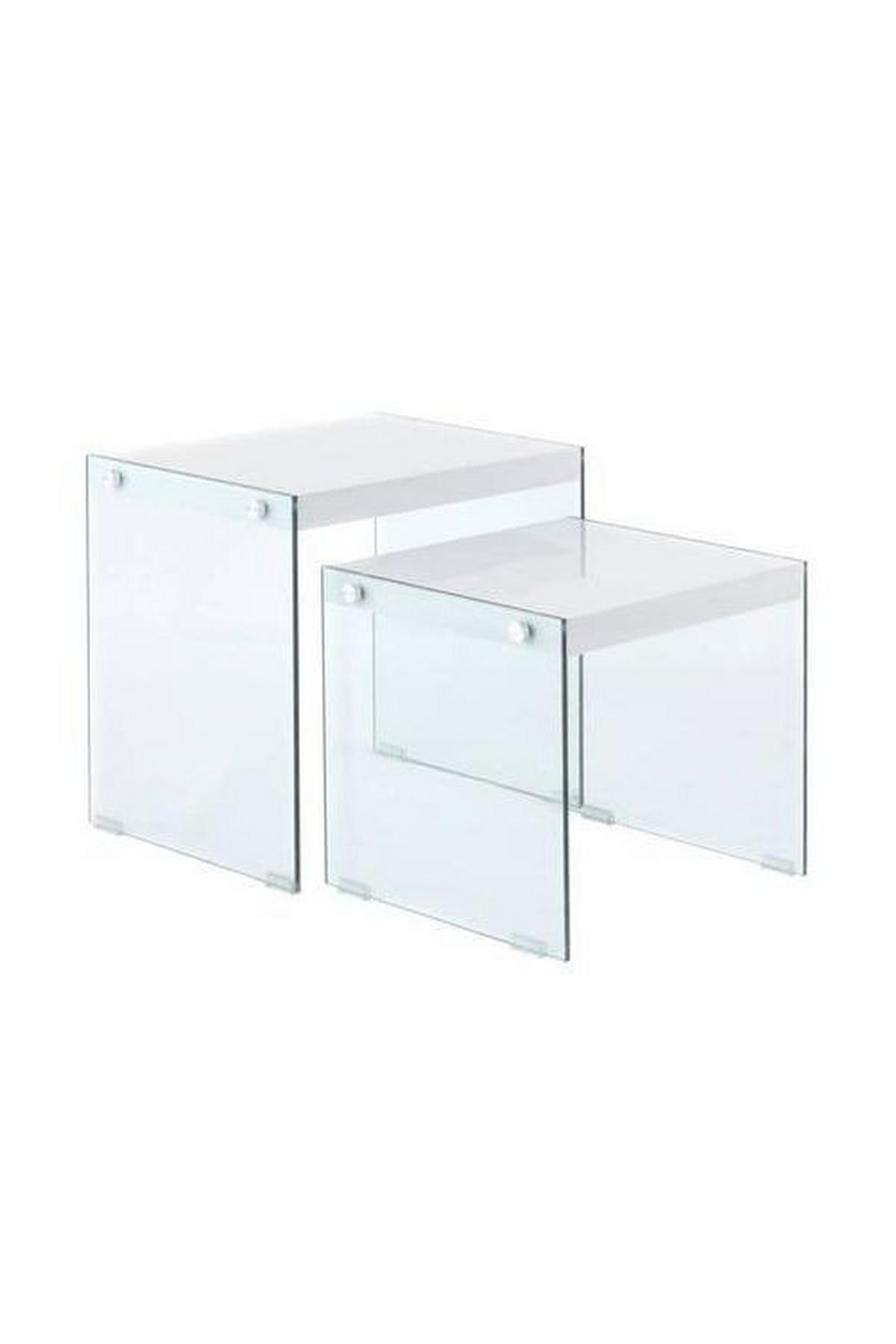 BEISTELLTISCHSET in Glas, Holzwerkstoff  - Klar/Weiß, Basics, Glas/Holzwerkstoff - Kayoom