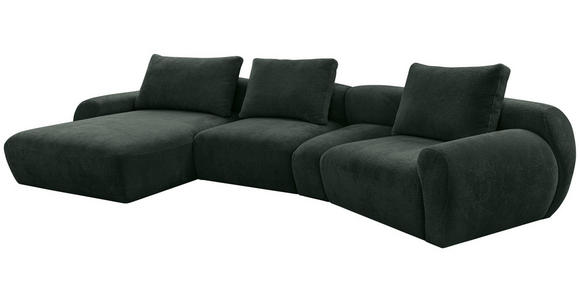 ECKSOFA  in Chenille Dunkelgrün  176/362 cm  - Dunkelgrün/Schwarz, KONVENTIONELL, Kunststoff/Textil (176/362cm) - Carryhome