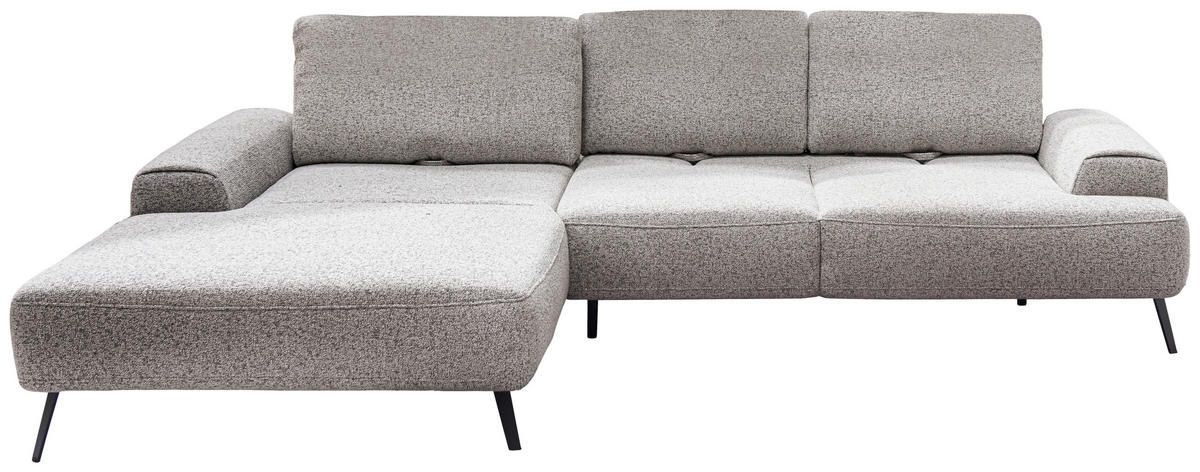 ECKSOFA in Flachgewebe Beige  - Beige/Schwarz, Design, Textil/Metall (178/305cm) - Livetastic