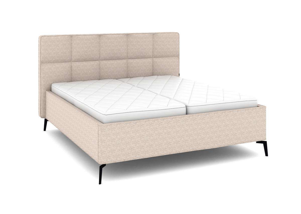 POLSTERBETT 180/200 cm,  in Beige, Bettkasten, motorische Verstellbarkeit, Fernbedienung, Lattenroste, Matratzen, H3 + H3 = fest  - Beige/Schwarz, KONVENTIONELL, Holz/Textil (180/200cm) - Musterring
